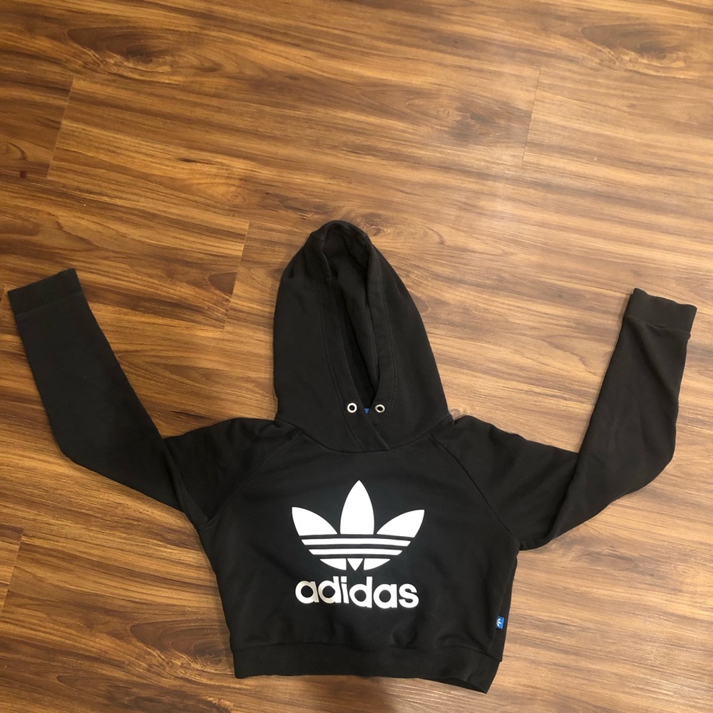 Black adidas crop top hoodie